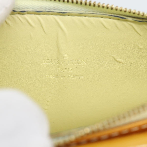 LOUIS VUITTON Monogram Vernis Motto Pouch Lime Yellow M91059 LV Auth 192499