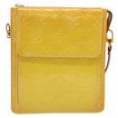 LOUIS VUITTON Monogram Vernis Motto Pouch Lime Yellow M91059 LV Auth 192499-13
