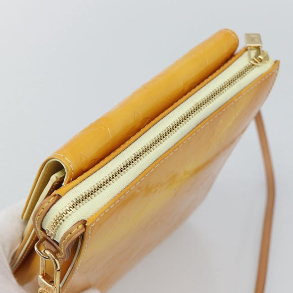 LOUIS VUITTON Monogram Vernis Motto Pouch Lime Yellow M91059 LV Auth 192499