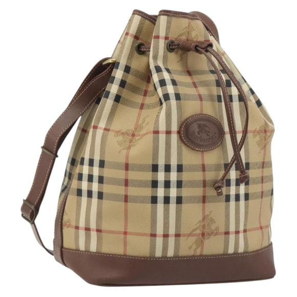 Burberrys Nova Check purse Shoulder Bag PVC Beige Gold Auth 192502