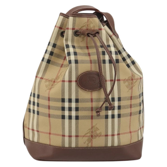 Burberrys Nova Check purse Shoulder Bag PVC Beige Gold Auth 192502
