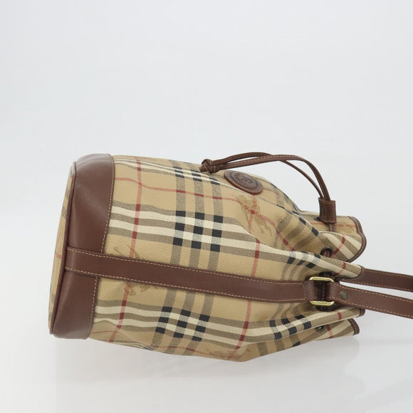 Burberrys Nova Check purse Shoulder Bag PVC Beige Gold Auth 192502