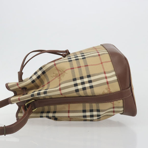 Burberrys Nova Check purse Shoulder Bag PVC Beige Gold Auth 192502