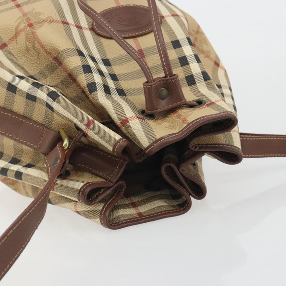 Burberrys Nova Check purse Shoulder Bag PVC Beige Gold Auth 192502