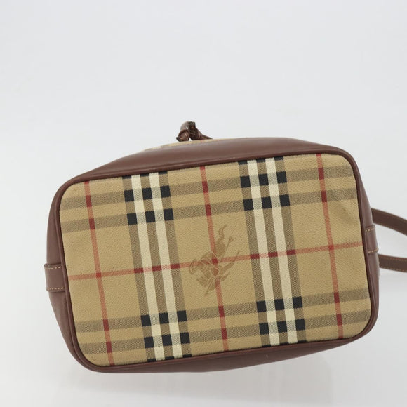 Burberrys Nova Check purse Shoulder Bag PVC Beige Gold Auth 192502