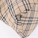 BURBERRY Nova Check Blue Label Tote Bag Canvas Beige Silver Auth 192503-11
