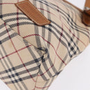 BURBERRY Nova Check Blue Label Tote Bag Canvas Beige Silver Auth 192503-12