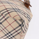 BURBERRY Nova Check Blue Label Tote Bag Canvas Beige Silver Auth 192503-14