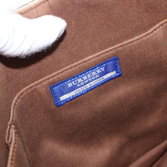 BURBERRY Nova Check Blue Label Tote Bag Canvas Beige Silver Auth 192503