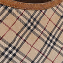 BURBERRY Nova Check Blue Label Tote Bag Canvas Beige Silver Auth 192503-3