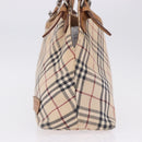 BURBERRY Nova Check Blue Label Tote Bag Canvas Beige Silver Auth 192503-5