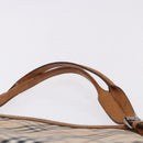 BURBERRY Nova Check Blue Label Tote Bag Canvas Beige Silver Auth 192503-9