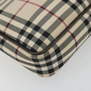 BURBERRY Nova Check Shoulder Bag Canvas Beige Silver Auth 192504-14