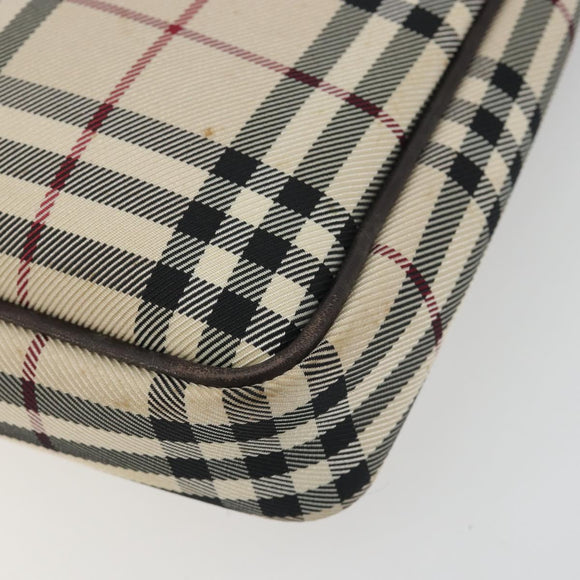 BURBERRY Nova Check Shoulder Bag Canvas Beige Silver Auth 192504