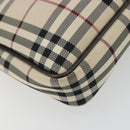BURBERRY Nova Check Shoulder Bag Canvas Beige Silver Auth 192504-16