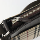 BURBERRY Nova Check Shoulder Bag Canvas Beige Silver Auth 192504-10