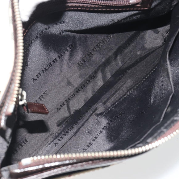 BURBERRY Nova Check Shoulder Bag Canvas Beige Silver Auth 192504