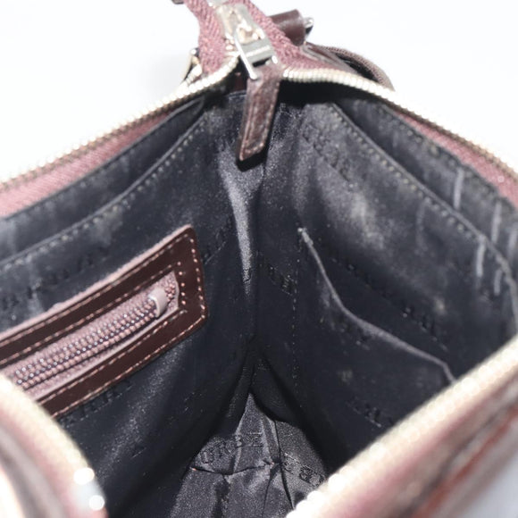 BURBERRY Nova Check Shoulder Bag Canvas Beige Silver Auth 192504