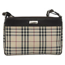 BURBERRY Nova Check Shoulder Bag Canvas Beige Silver Auth 192504-13