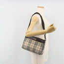 BURBERRY Nova Check Shoulder Bag Canvas Beige Silver Auth 192504-23