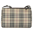BURBERRY Nova Check Shoulder Bag Canvas Beige Silver Auth 192504-2