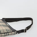 BURBERRY Nova Check Shoulder Bag Canvas Beige Silver Auth 192504-8