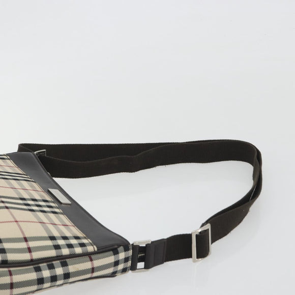BURBERRY Nova Check Shoulder Bag Canvas Beige Silver Auth 192504