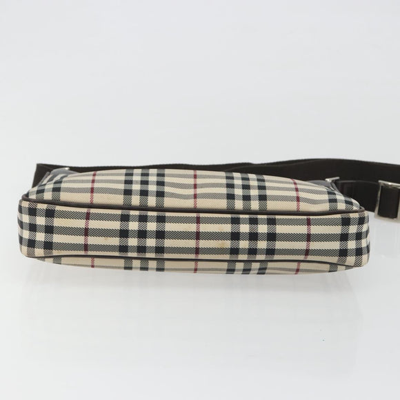BURBERRY Nova Check Shoulder Bag Canvas Beige Silver Auth 192504