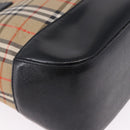 BURBERRY Nova Check Hand Bag Canvas Beige Gold Auth 192505-14