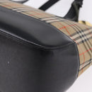 BURBERRY Nova Check Hand Bag Canvas Beige Gold Auth 192505-15