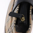 BURBERRY Nova Check Hand Bag Canvas Beige Gold Auth 192505-11
