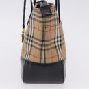 BURBERRY Nova Check Hand Bag Canvas Beige Gold Auth 192505-3