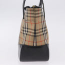 BURBERRY Nova Check Hand Bag Canvas Beige Gold Auth 192505-4