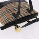 BURBERRY Nova Check Hand Bag Canvas Beige Gold Auth 192505-6