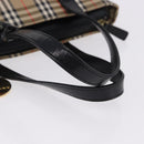 BURBERRY Nova Check Hand Bag Canvas Beige Gold Auth 192505-7