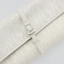 Christian Dior Trotter Canvas Roll Up Pouch White Silver Auth 192517A-12