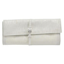 Christian Dior Trotter Canvas Roll Up Pouch White Silver Auth 192517A-2