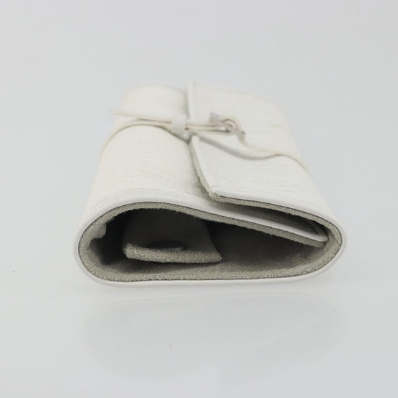 Christian Dior Trotter Canvas Roll Up Pouch White Silver Auth 192517A