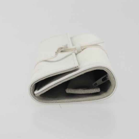Christian Dior Trotter Canvas Roll Up Pouch White Silver Auth 192517A