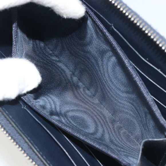GUCCI Micro GG Canvas Guccissima Wallet Leather Navy Silver 544473 Auth 192518A