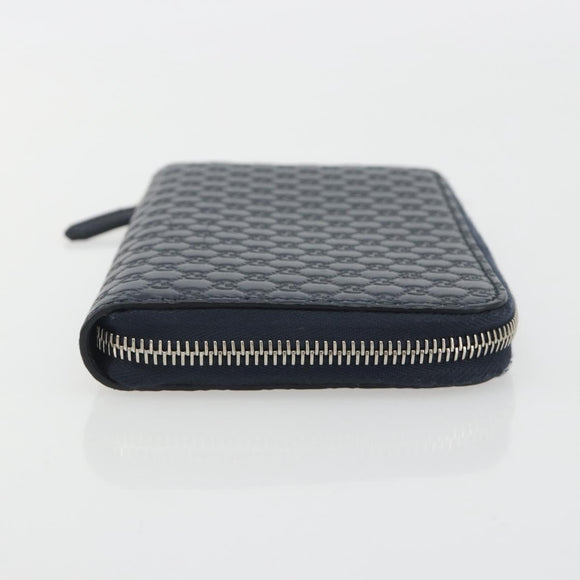 GUCCI Micro GG Canvas Guccissima Wallet Leather Navy Silver 544473 Auth 192518A