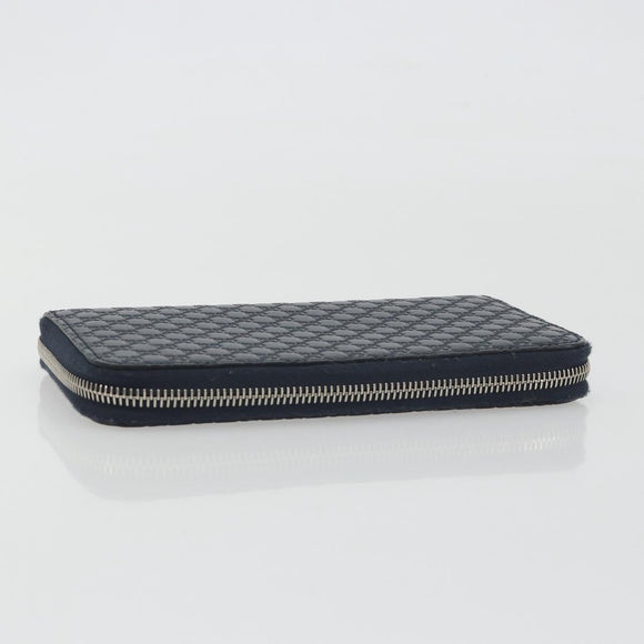 GUCCI Micro GG Canvas Guccissima Wallet Leather Navy Silver 544473 Auth 192518A