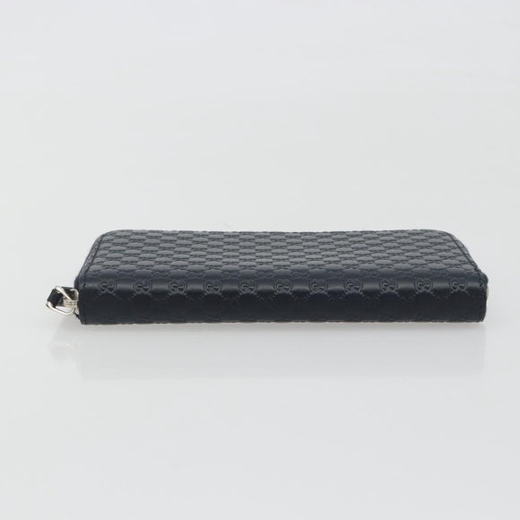 GUCCI Micro GG Canvas Guccissima Wallet Leather Navy Silver 544473 Auth 192518A
