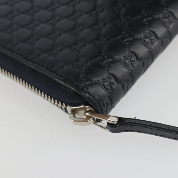 GUCCI Micro GG Canvas Guccissima Wallet Leather Navy Silver 544473 Auth 192518A