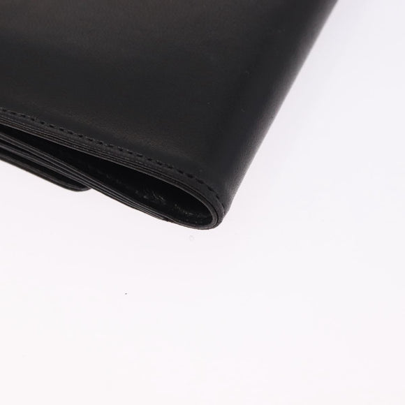 CHANEL Trifold Wallet Lamb Skin Black Gold CC Auth 192521V