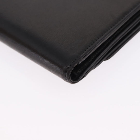 CHANEL Trifold Wallet Lamb Skin Black Gold CC Auth 192521V