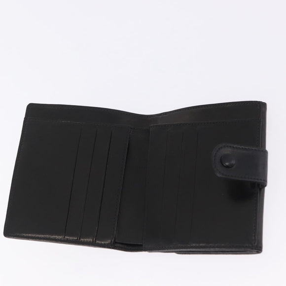 CHANEL Trifold Wallet Lamb Skin Black Gold CC Auth 192521V
