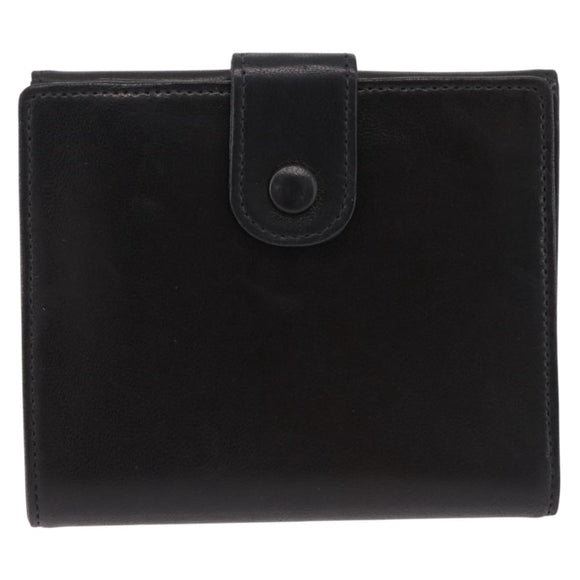 CHANEL Trifold Wallet Lamb Skin Black Gold CC Auth 192521V