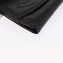 CHANEL Trifold Wallet Lamb Skin Black Gold CC Auth 192521V-7