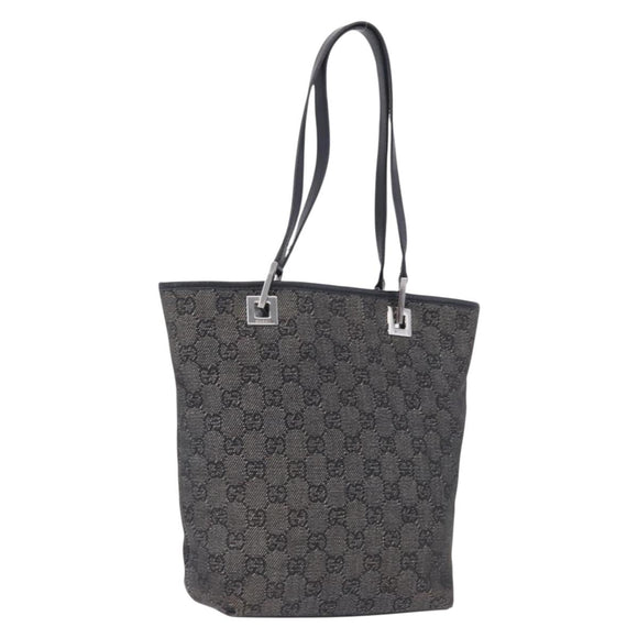 GUCCI GG Canvas Tote Bag Black Silver 31244 Auth 192522